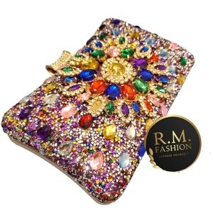 Luxury Multicolored Clutch Bag with Rhinestone